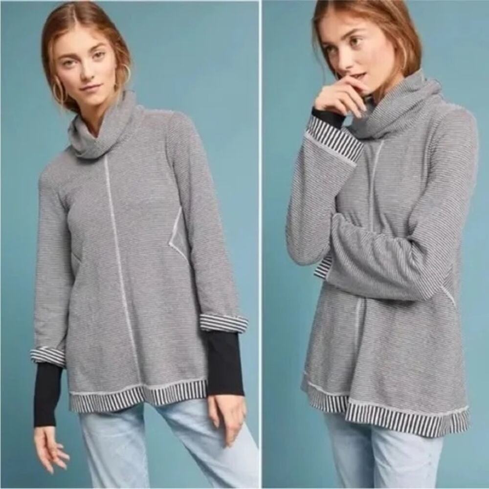 Anthropologie Maeve Tal Striped Cowl Neck Tunic